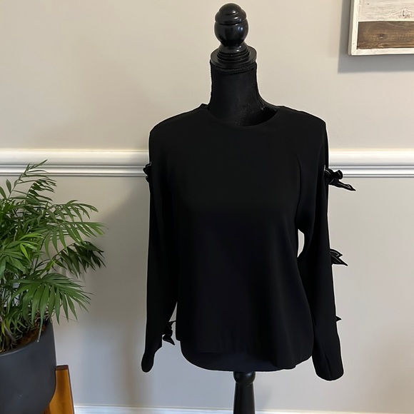 BCBGMAXAZRIA Womens Tie Sleeve Crewneck Blouse - Picture 1 of 4